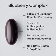 Sports Research Blueberry Capsules softgels close-up, illustrating an easy-to-swallow daily option.