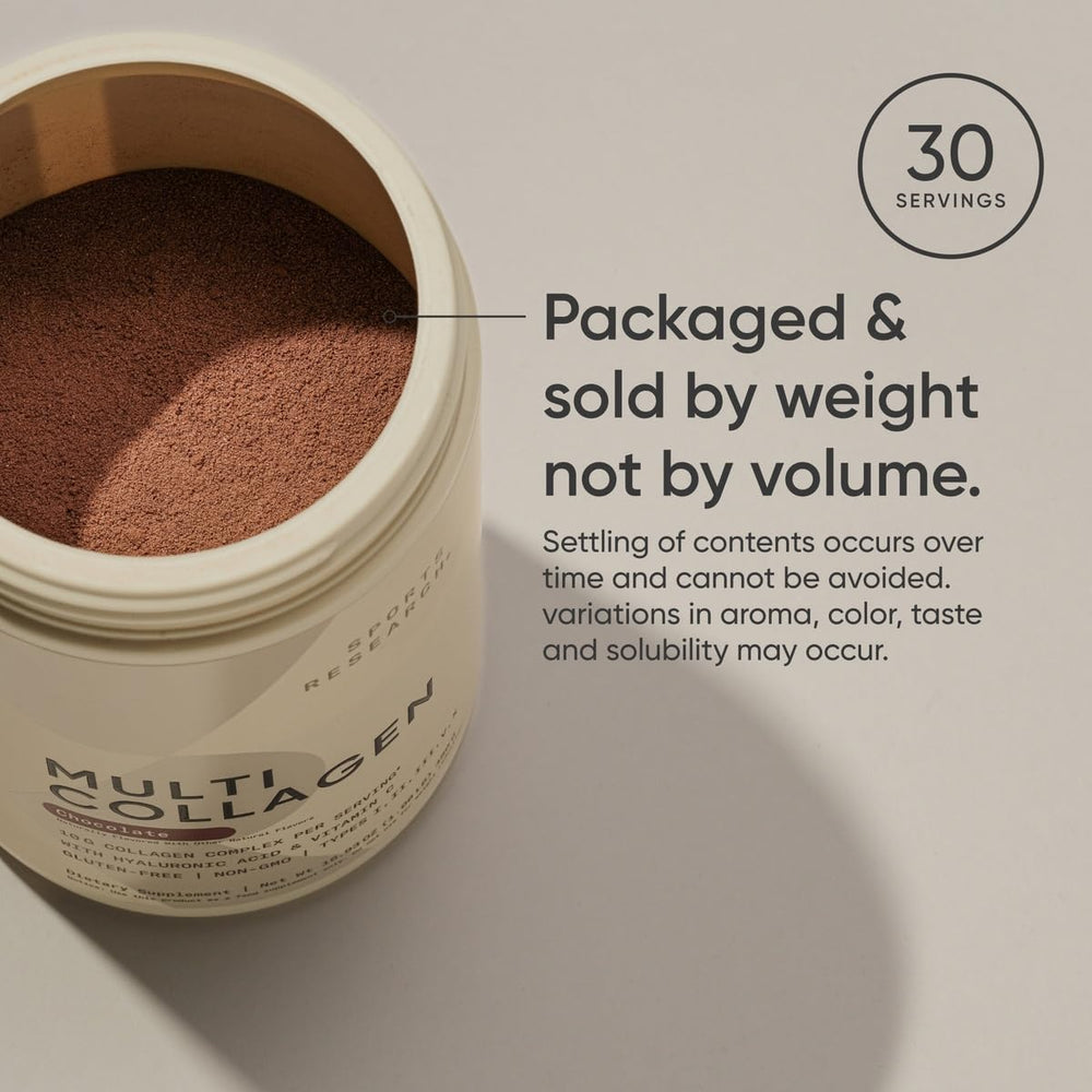 Sports Research chocolate collagen bottle highlights USA made quality