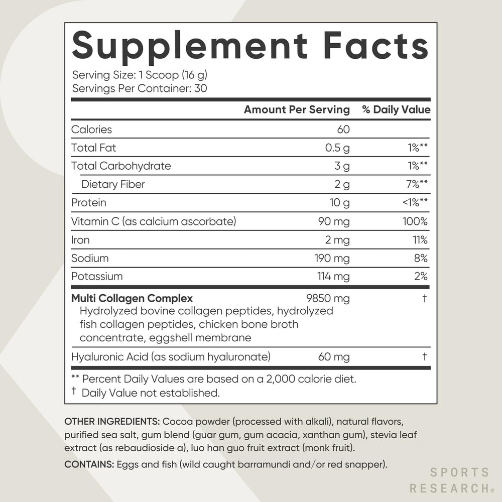 Sports Research chocolate collagen in a smoothie adds protein and texture