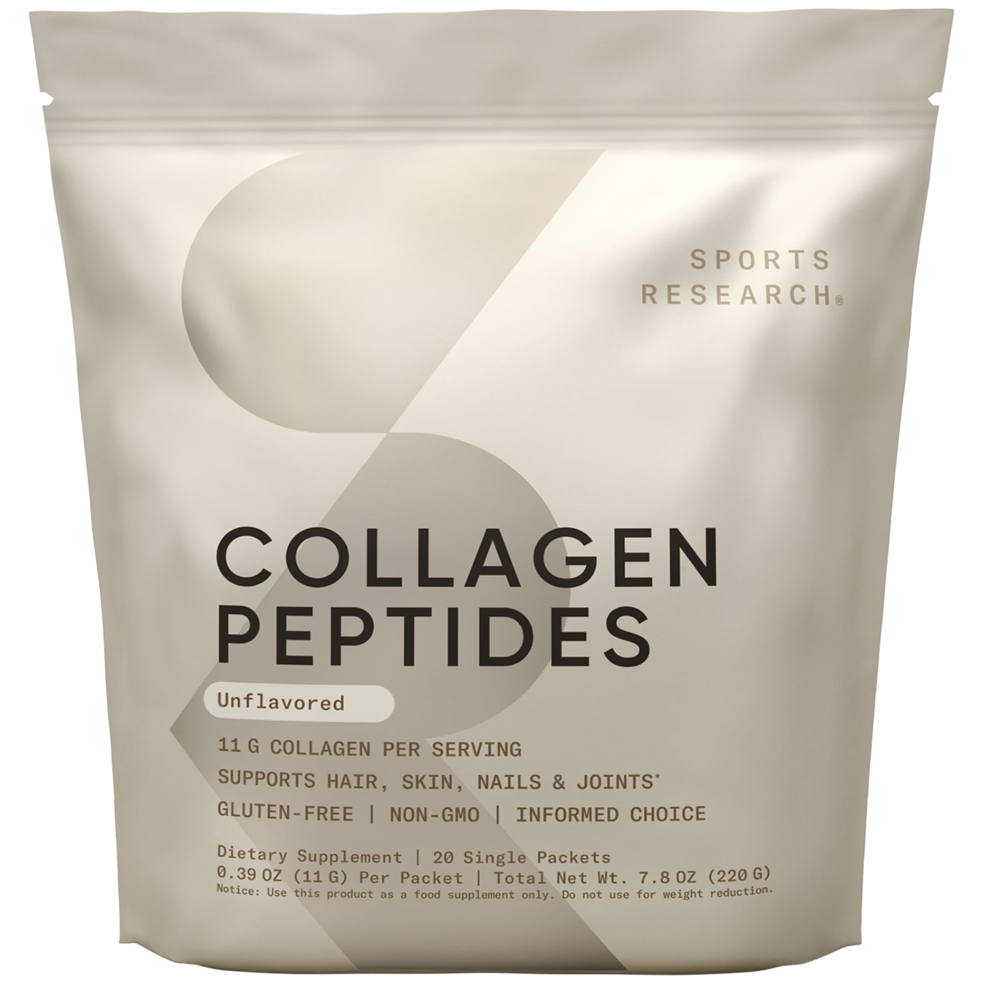 Sports Research Collagen Peptides bottle showing premium packaging for daily use