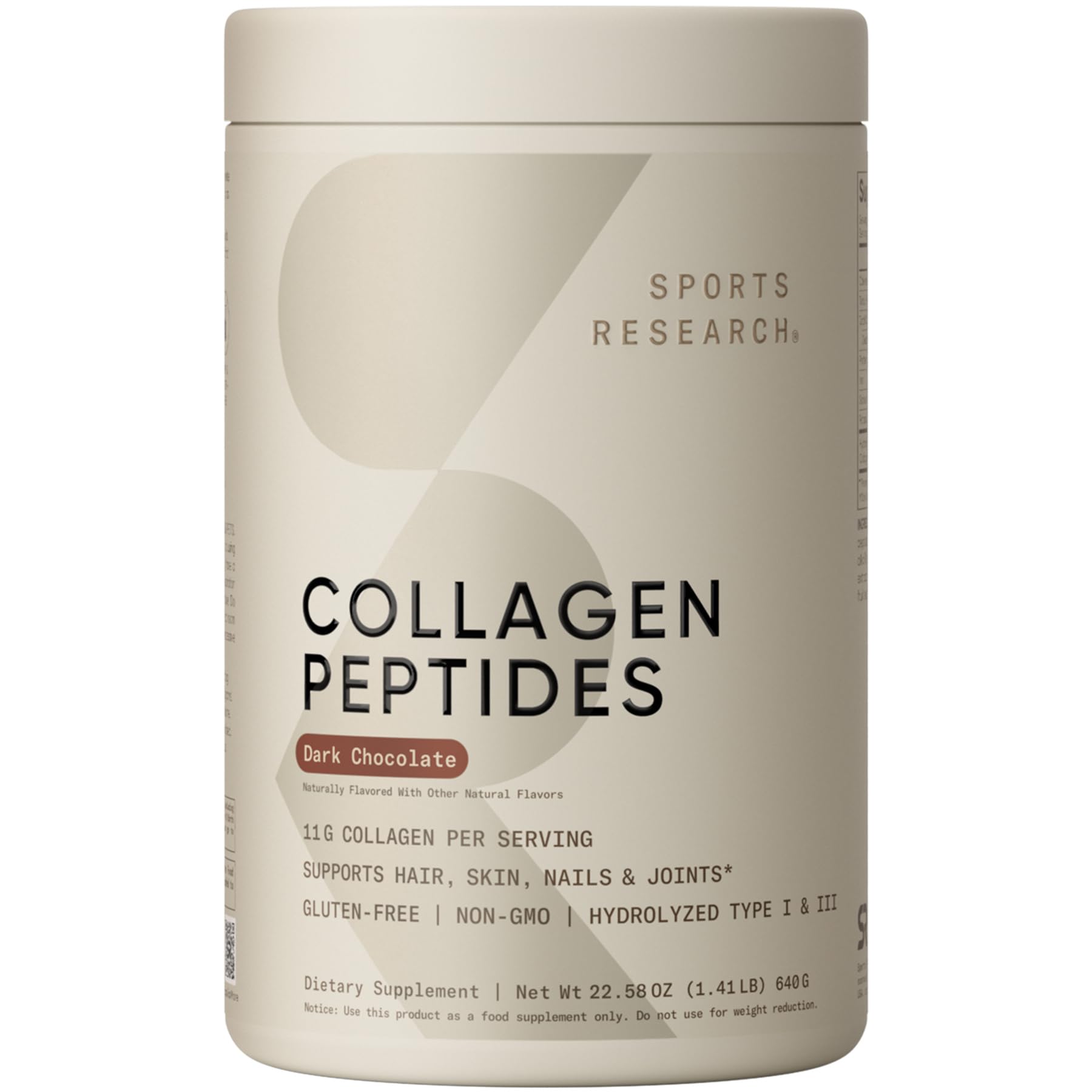 Sports Research Collagen Peptides bottle for daily beauty and joint support.