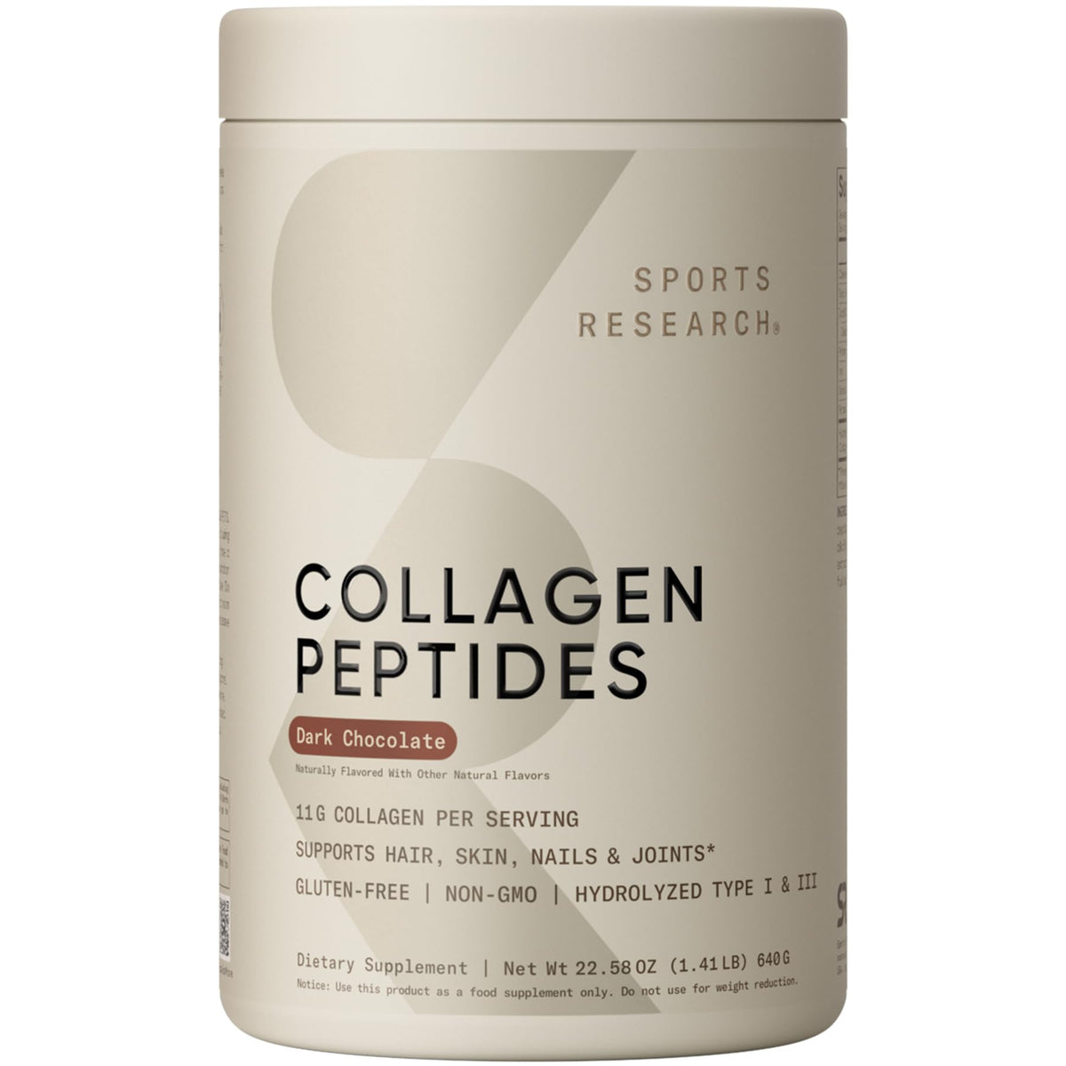 Sports Research Collagen Peptides bottle for daily beauty and joint support.