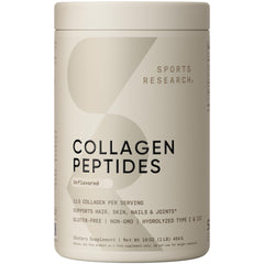 Sports Research Collagen Peptides tub front for daily protein and easy mixing.