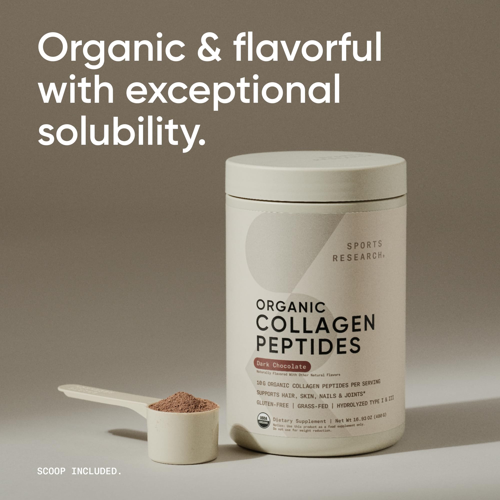 Sports Research Organic Collagen Powder blended into smoothie after workouts