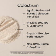 Sports Research Colostrum Powder being stirred into water shows versatile cold-liquid mixing.