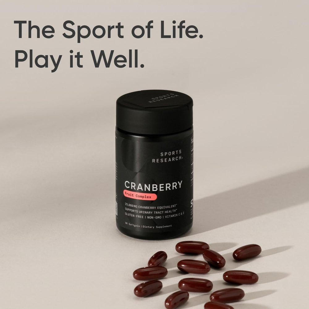 Sports Research Cranberry Fruit Complex packaging emphasizes quality ingredients.