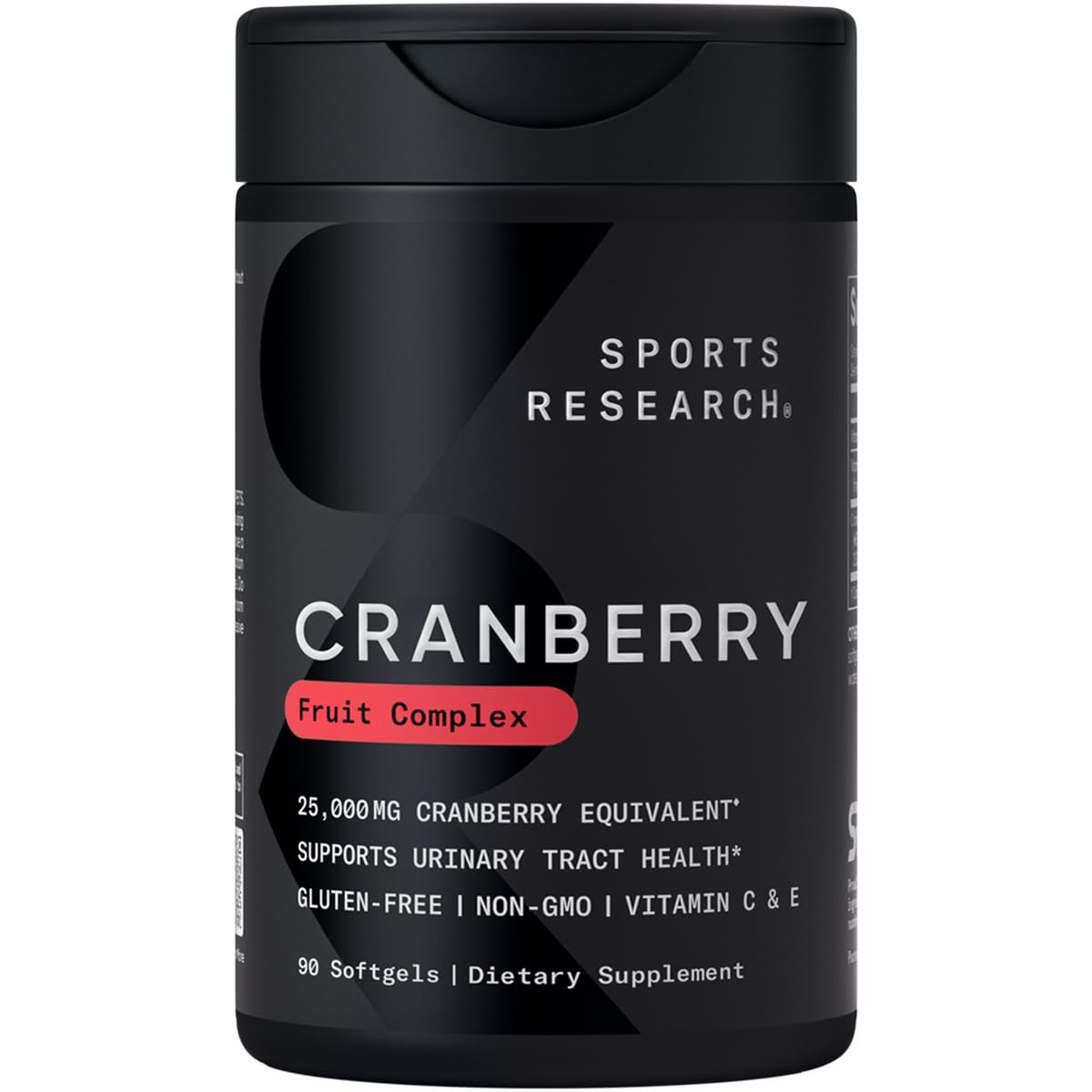 Sports Research Cranberry Fruit Complex softgel bottle may support urinary health.