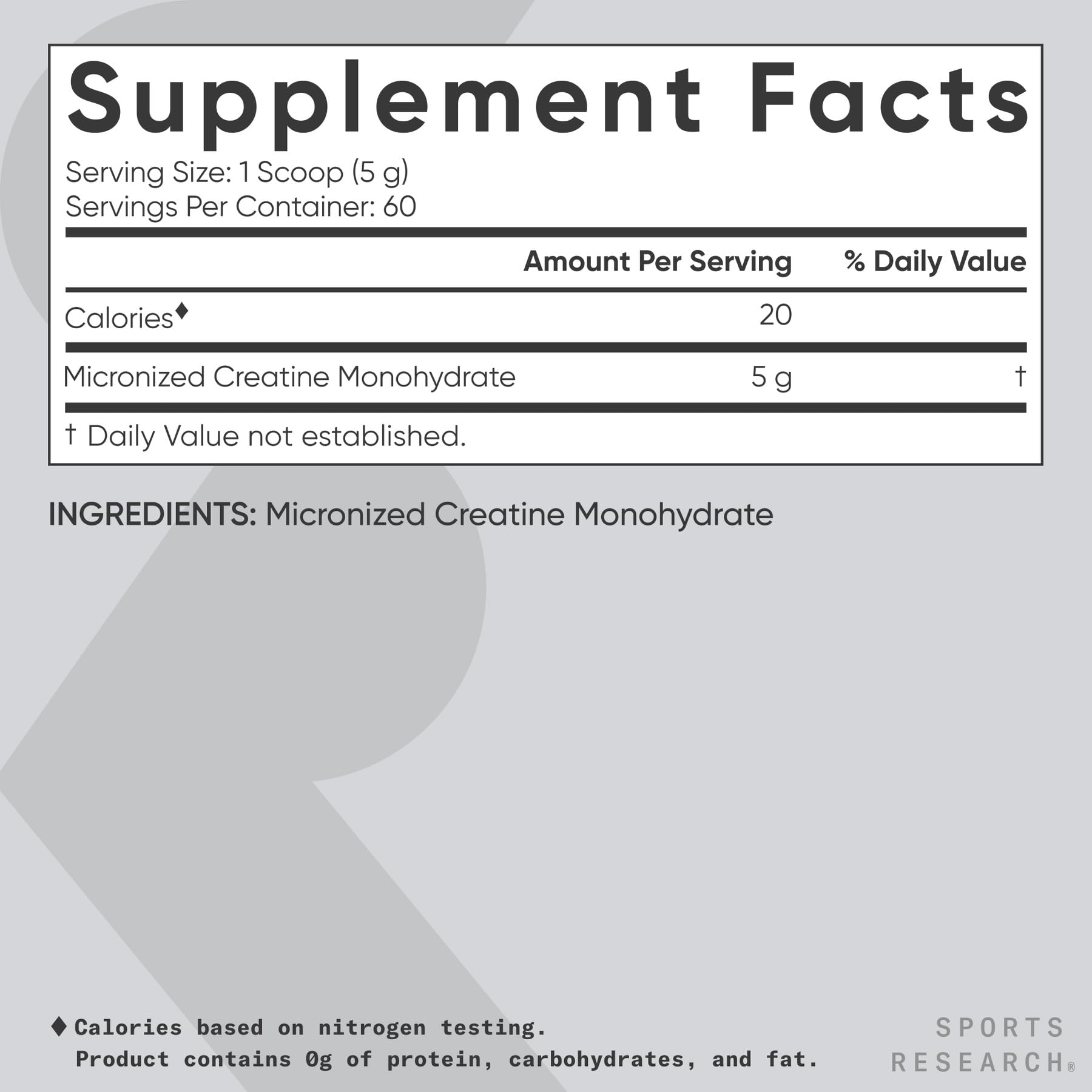 Sports Research Creatina Monohidrato: ideal para pre-entrenar y apoyar energía durante la sesión.