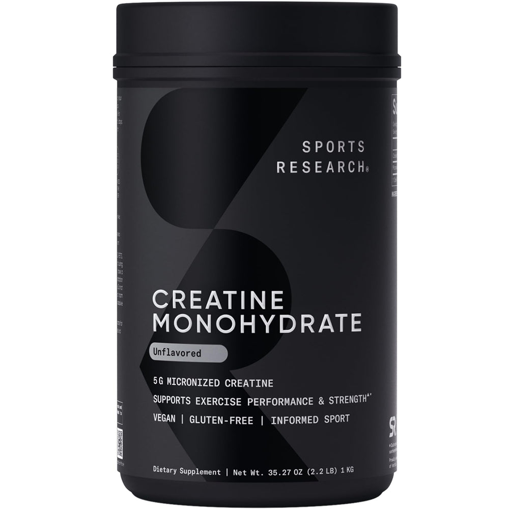 Sports Research Creatine Monohydrate bottle and label ready to support lean muscle goals.
