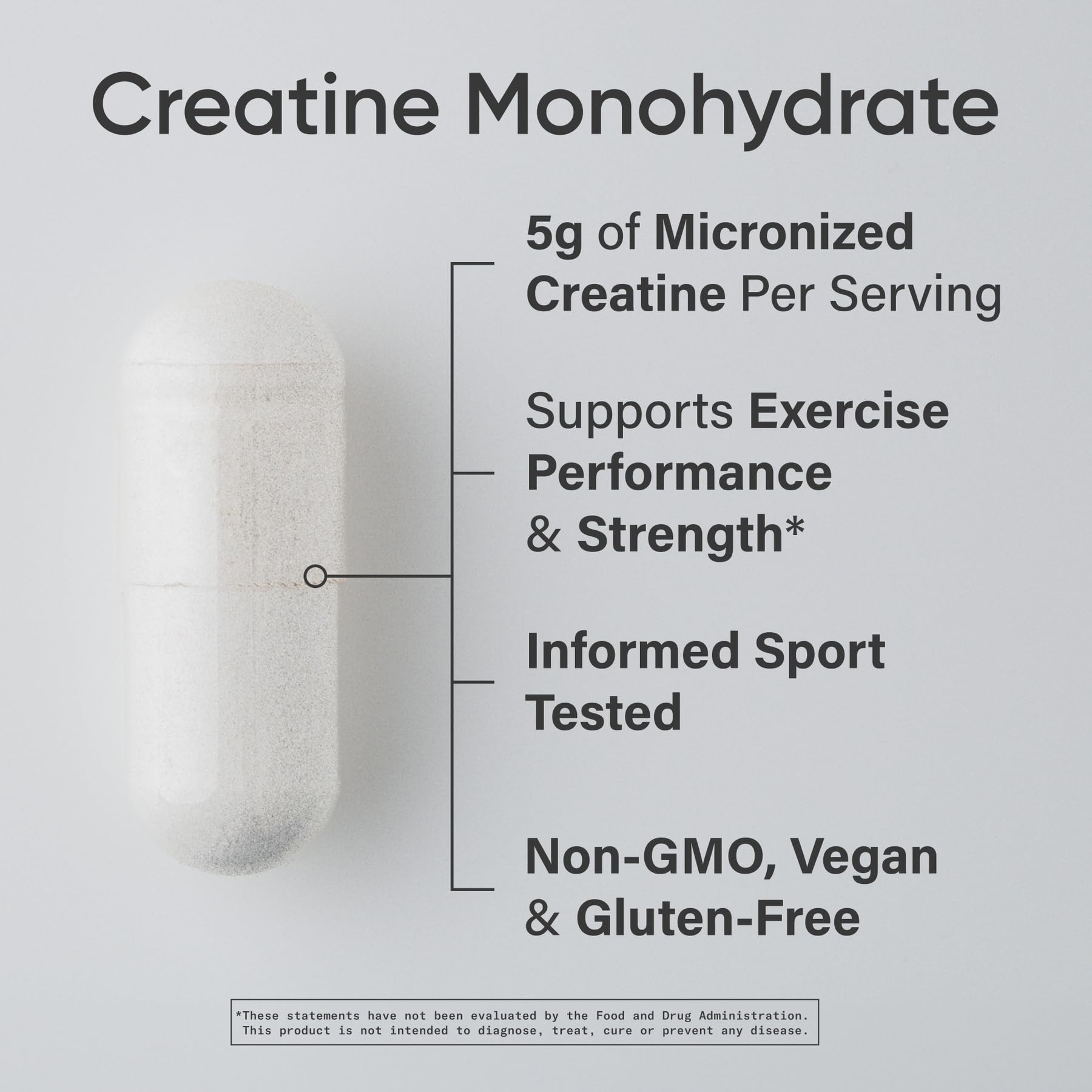 Sports Research Creatine Monohydrate capsules bottle back shows quality details for training goals