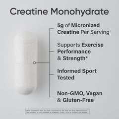 Sports Research Creatine Monohydrate capsules bottle back shows quality details for training goals