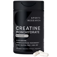 Sports Research Creatine Monohydrate capsules bottle front for daily training support