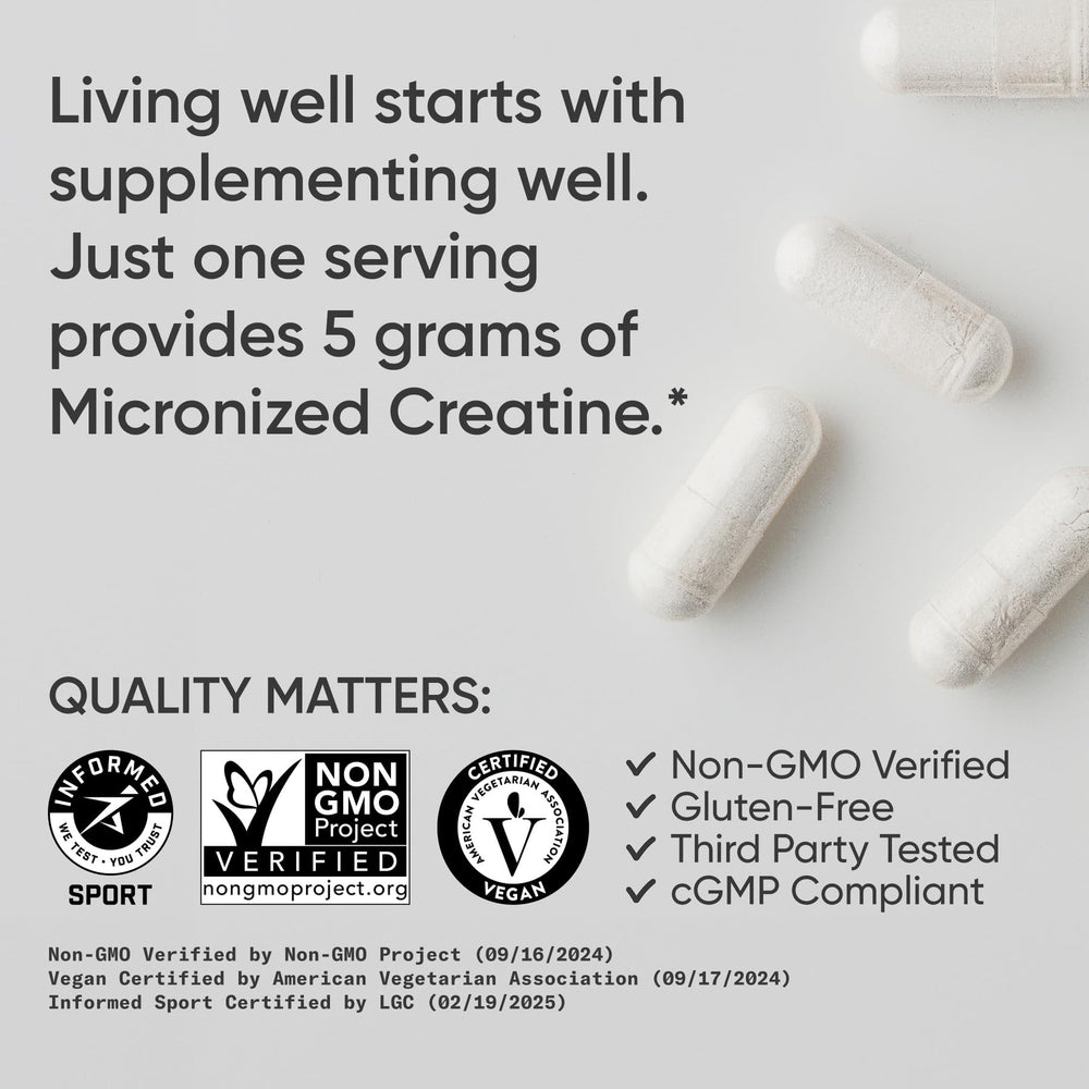 Sports Research Creatine Monohydrate capsules pouring into water for easy consumption