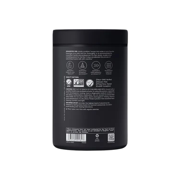 Sports Research creatine monohydrate label highlights non GMO and third party testing