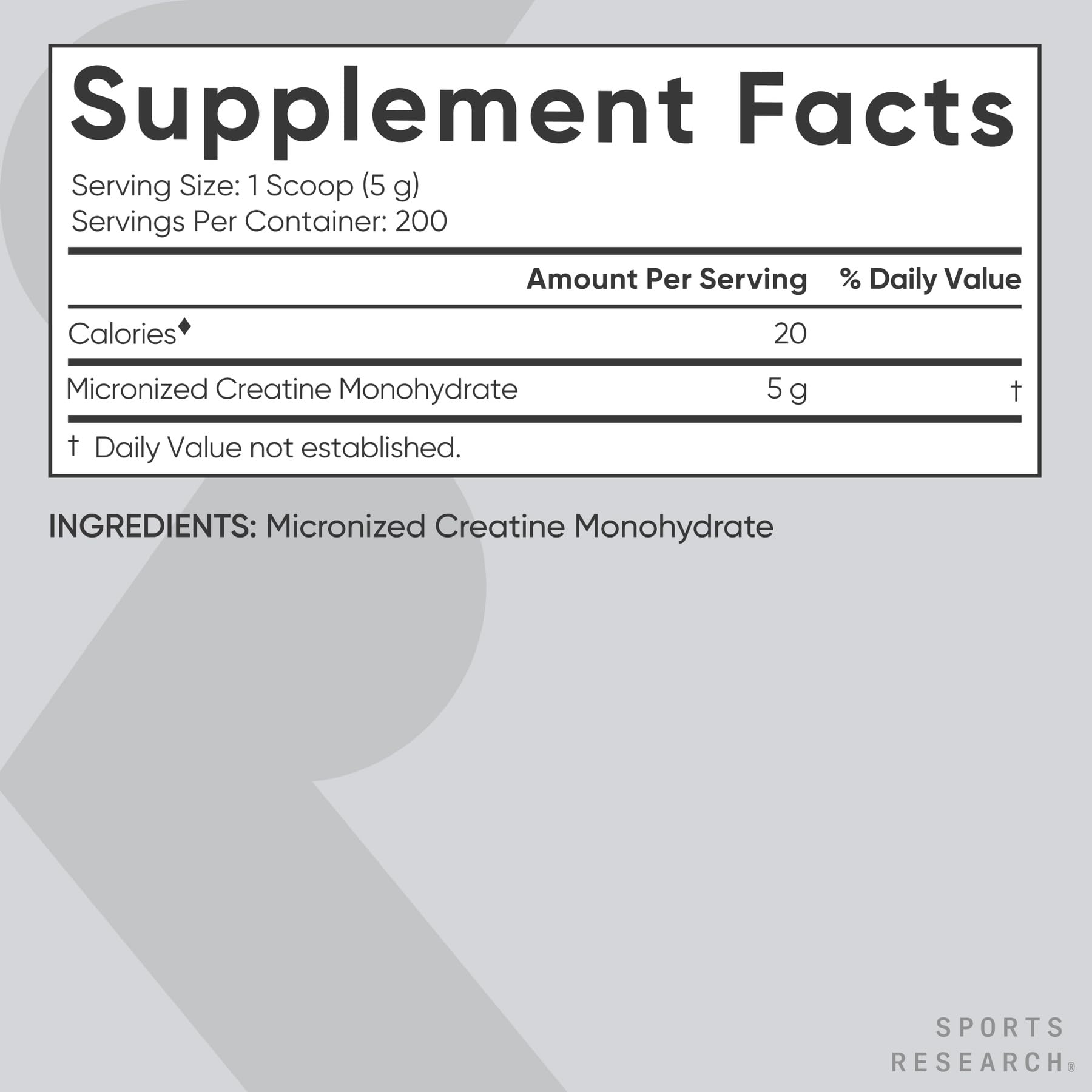 Sports Research Creatine Monohydrate jar sits on the counter ready for training.