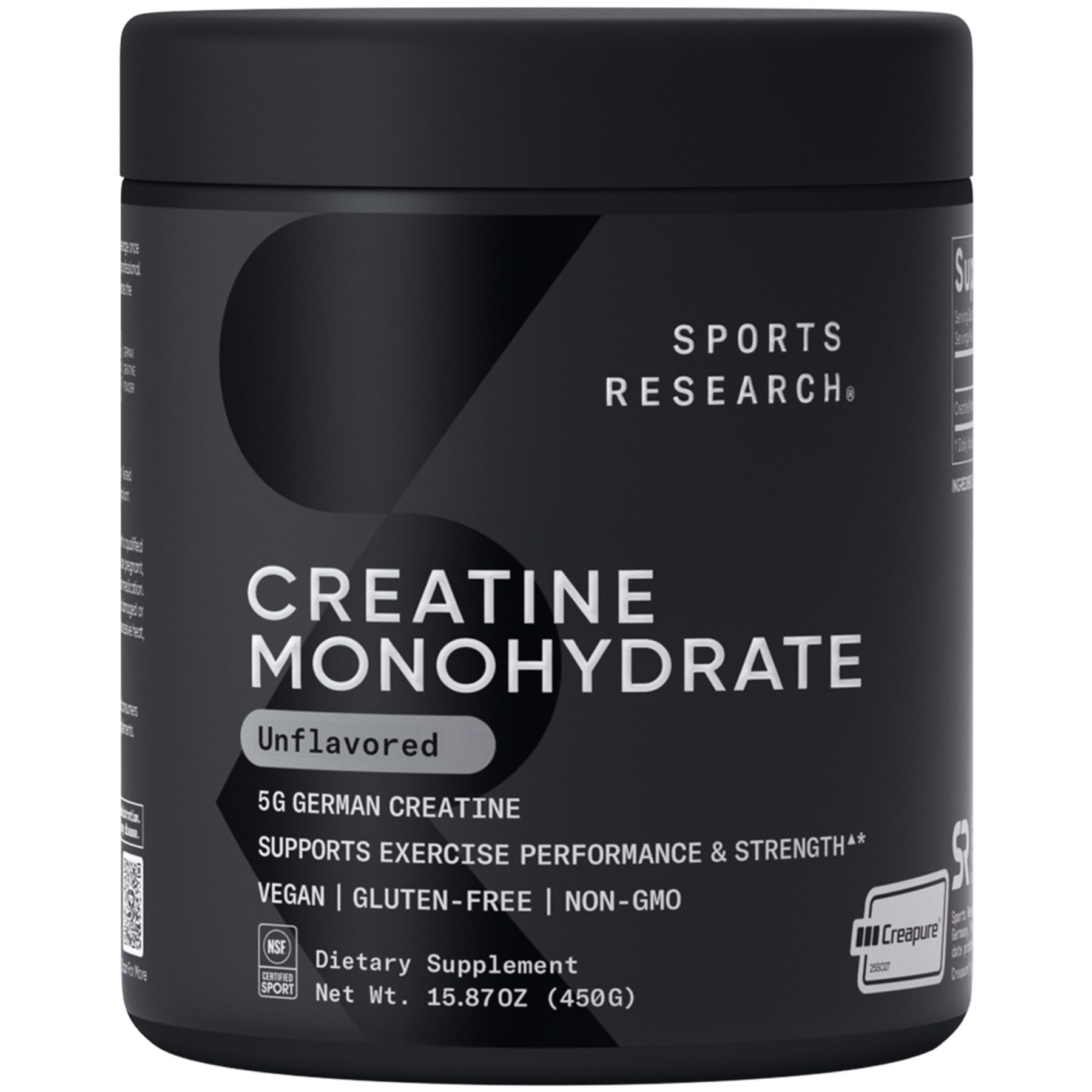 Sports Research Creatine Monohydrate powder with scoop aids consistent dosing during workouts.