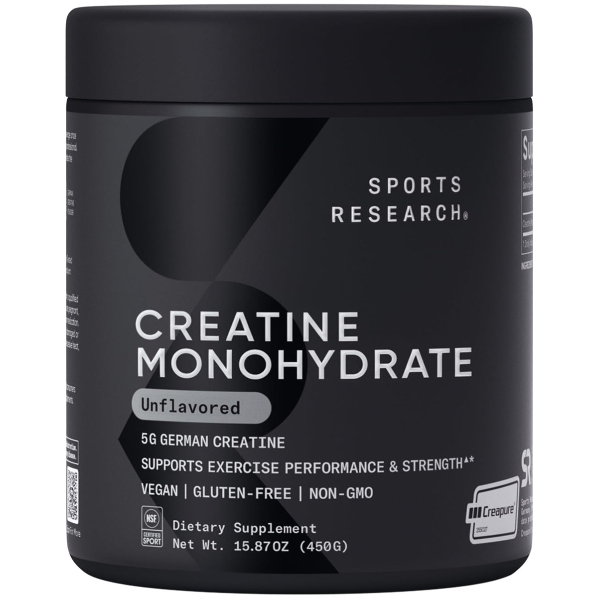 Sports Research Creatine Monohydrate powder with scoop aids consistent dosing during workouts.