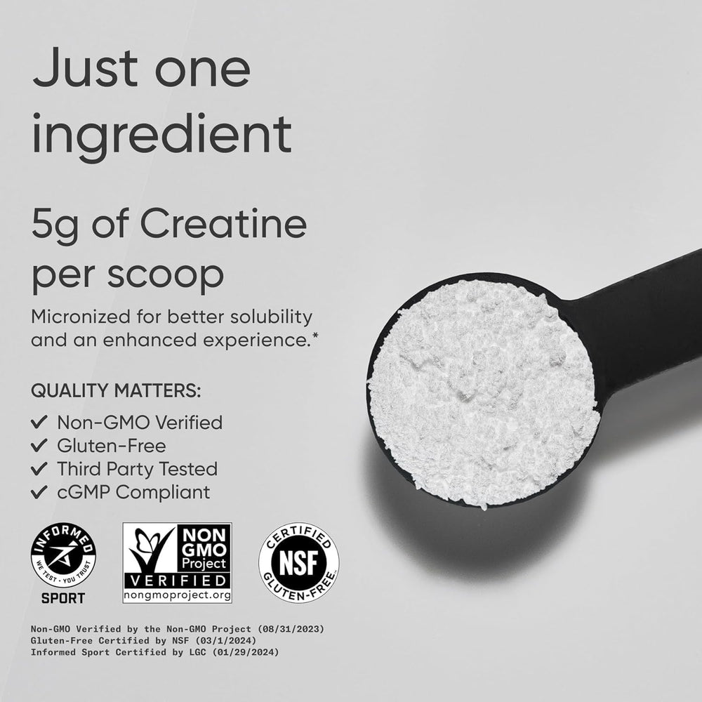 Sports Research Creatine Monohydrate scoop demonstrates easy, smooth mixing in cold liquids