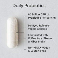 Sports Research Daily Probiotics bottle back with label details and potency