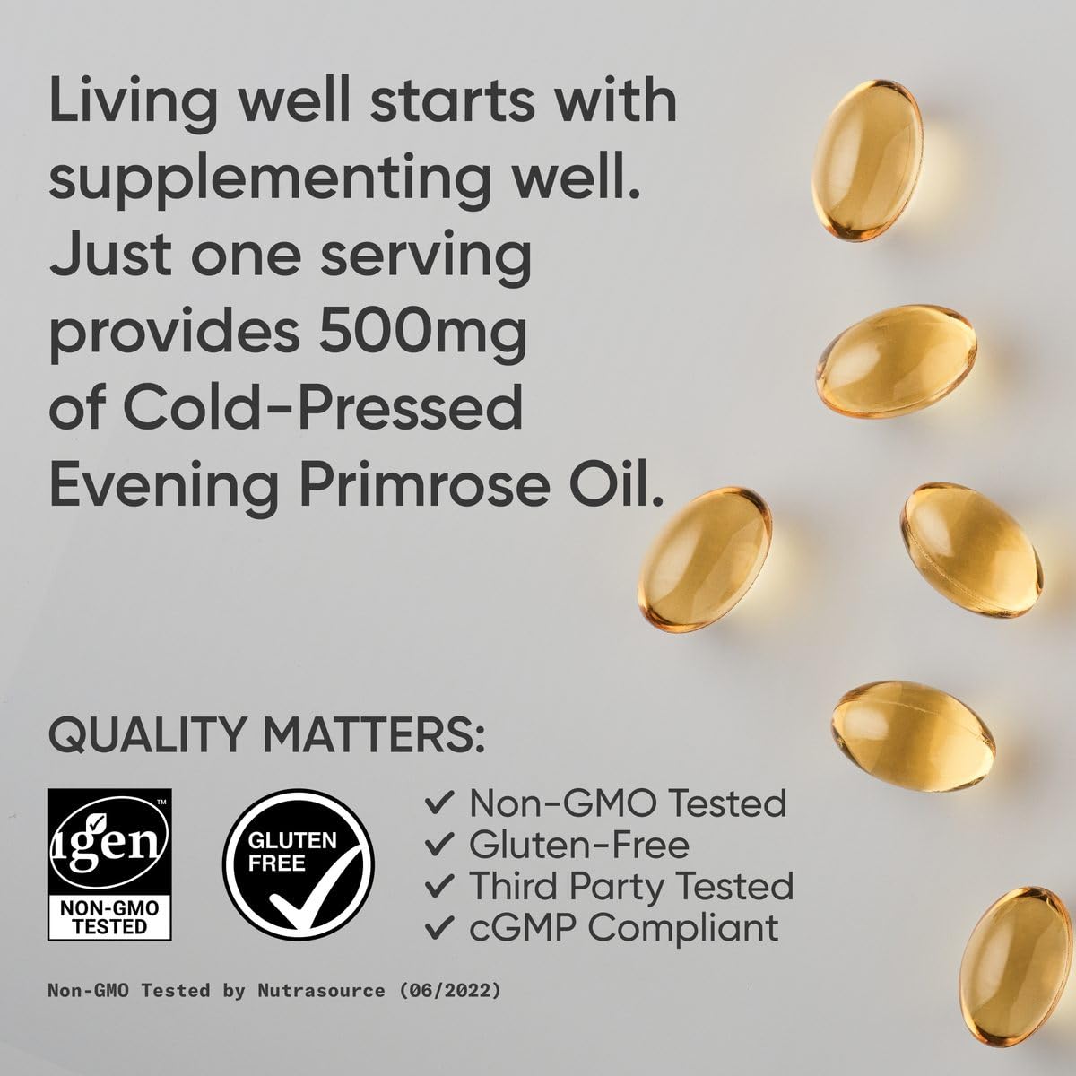 Sports Research Evening Primrose Oil Non-GMO label indicating purity