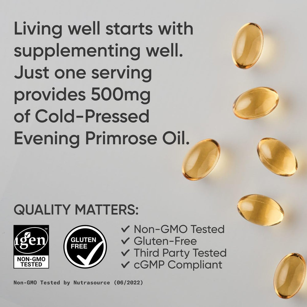 Sports Research Evening Primrose Oil Non-GMO label indicating purity