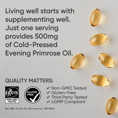 Sports Research Evening Primrose Oil Non-GMO label indicating purity