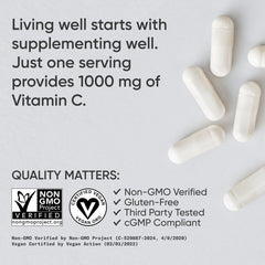 Gluten-free vitamin C capsules with soy-free ingredients.