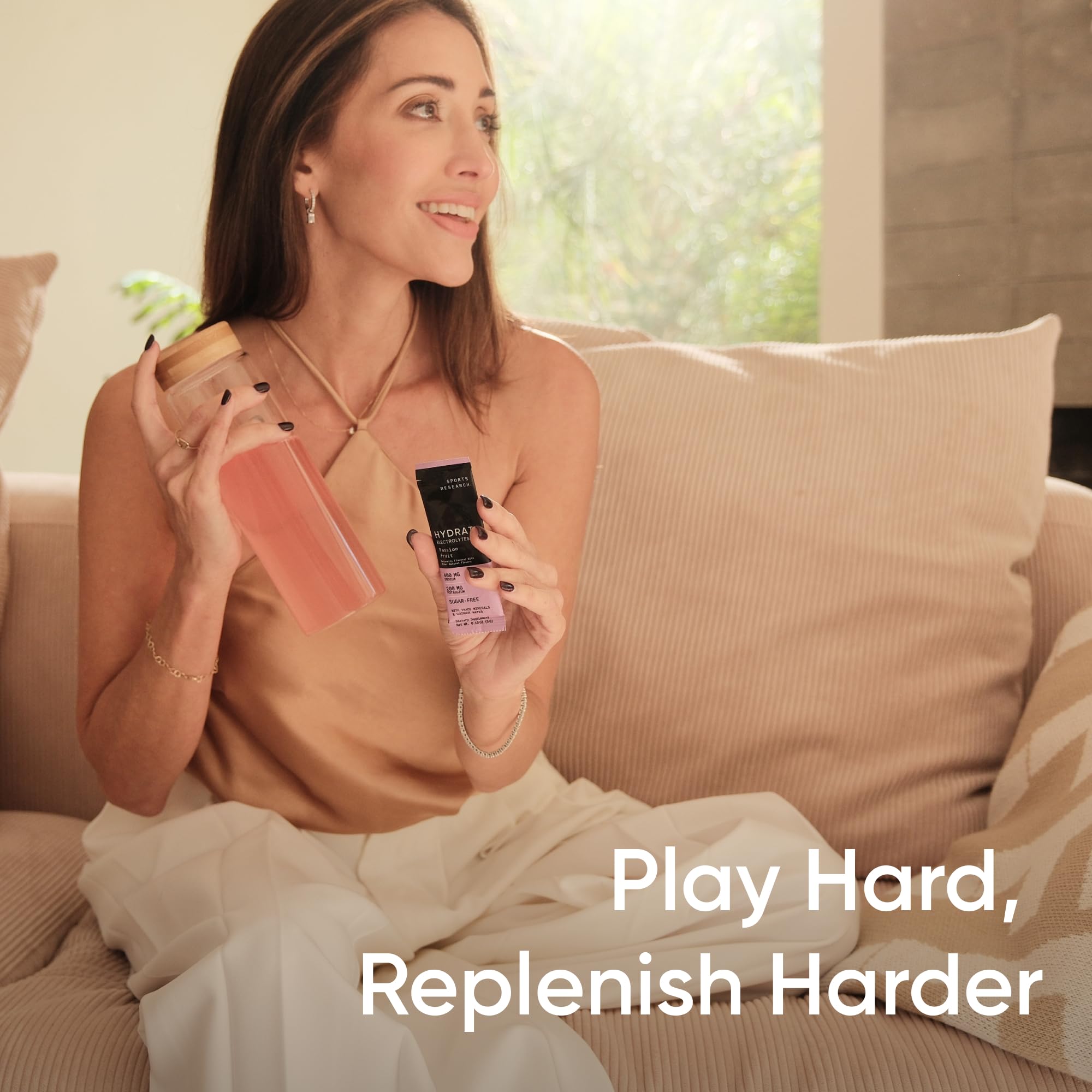 Sports Research Hydrate on-the-go stick packet for easy travel hydration.