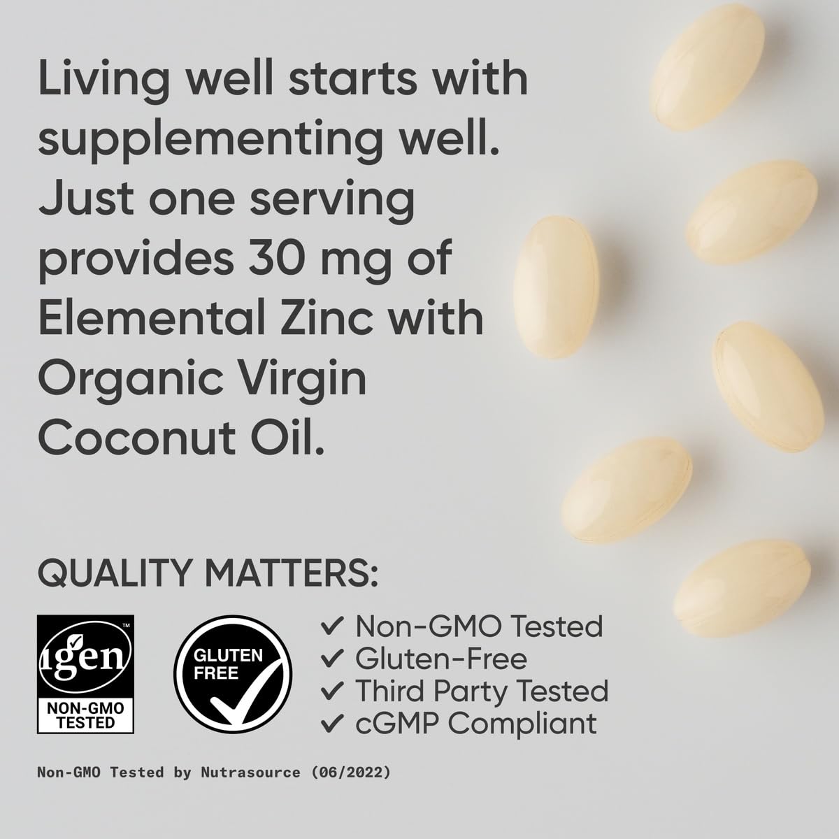 Sports Research zinc picolinate with IGEN non-GMO verification label.