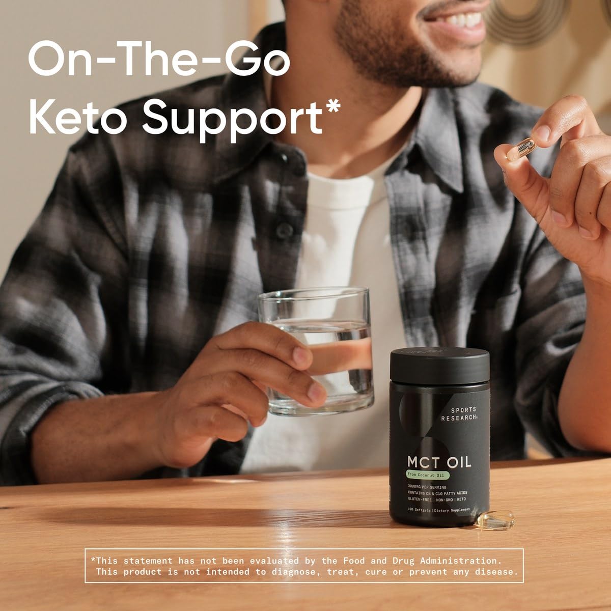 Sports Research Keto MCT softgels made in USA for quality and safety.