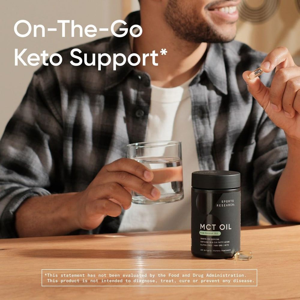 Sports Research Keto MCT softgels made in USA for quality and safety.