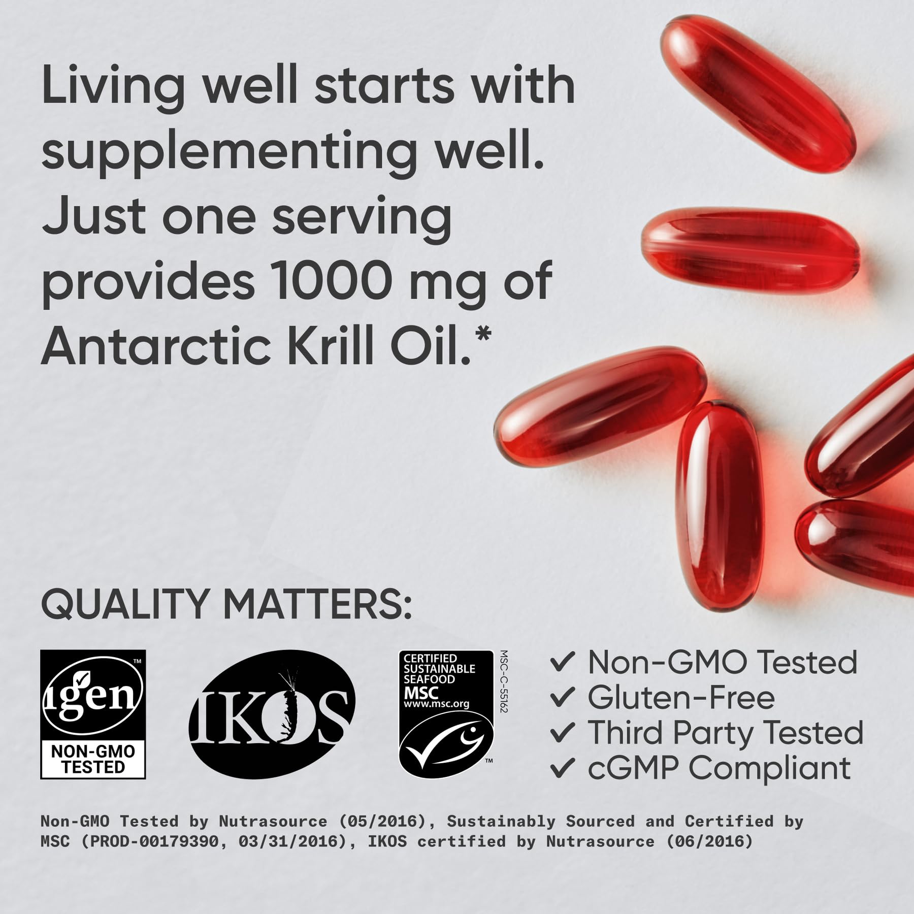 Sports Research Krill Oil bottle emphasizes natural choline support for muscle function.
