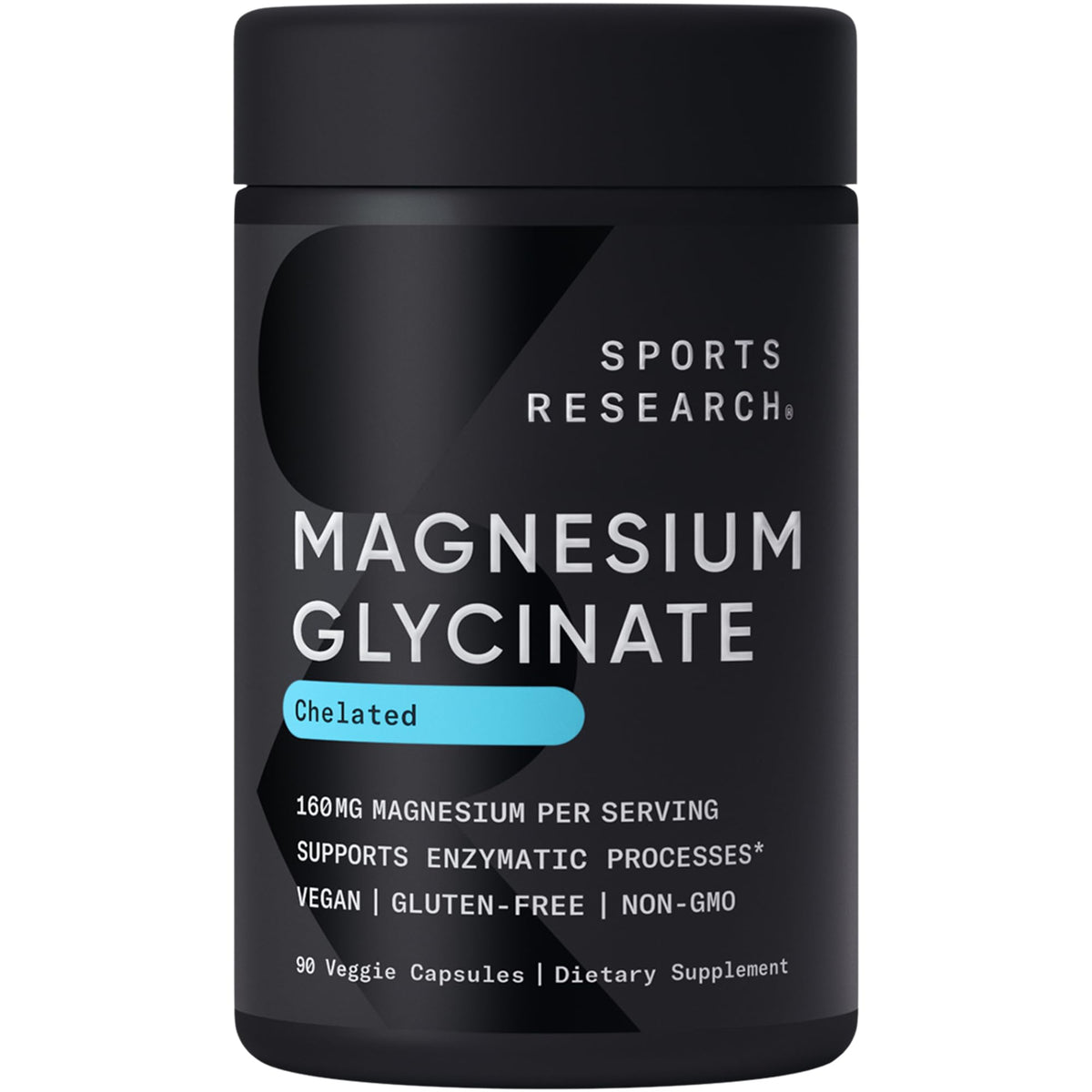 Sports Research Magnesium Glycinate bottle label showing sleep support benefits