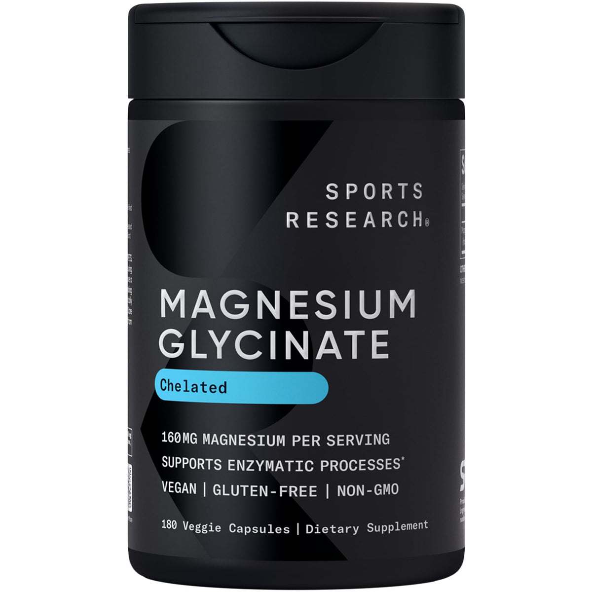 Sports Research Magnesium Glycinate bottle-label highlights restful sleep support.