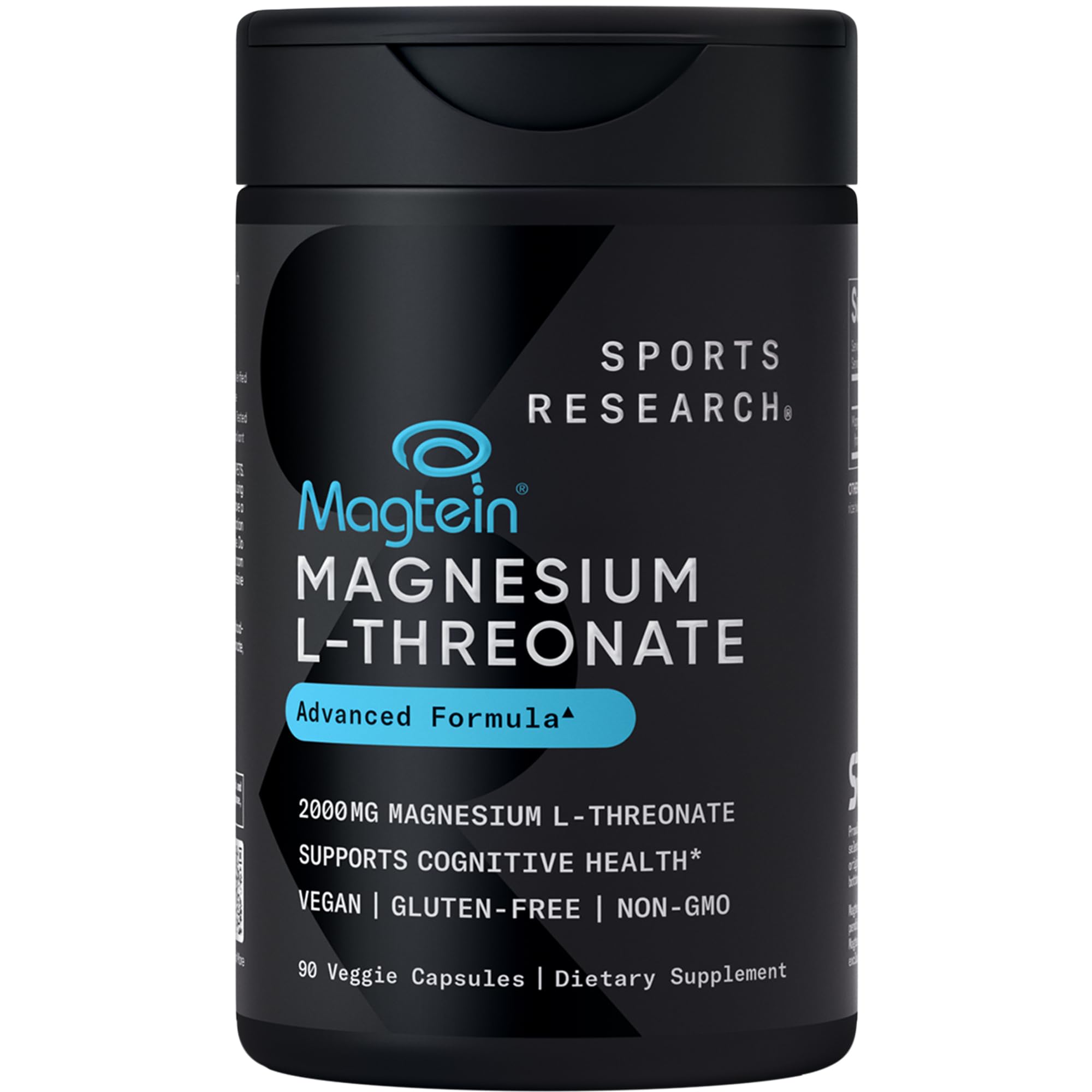 Sports Research Magtein bottle-front view highlighting brain support product