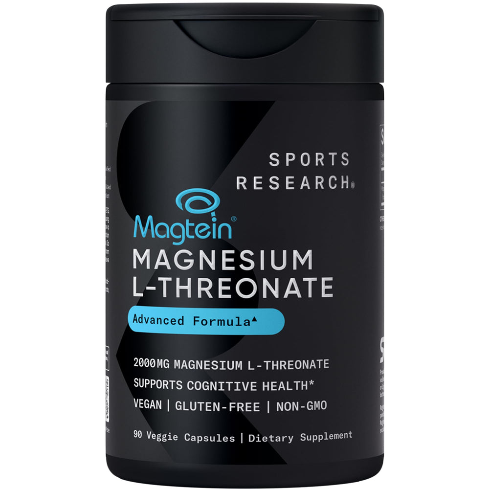 Sports Research Magtein bottle-front view highlighting brain support product