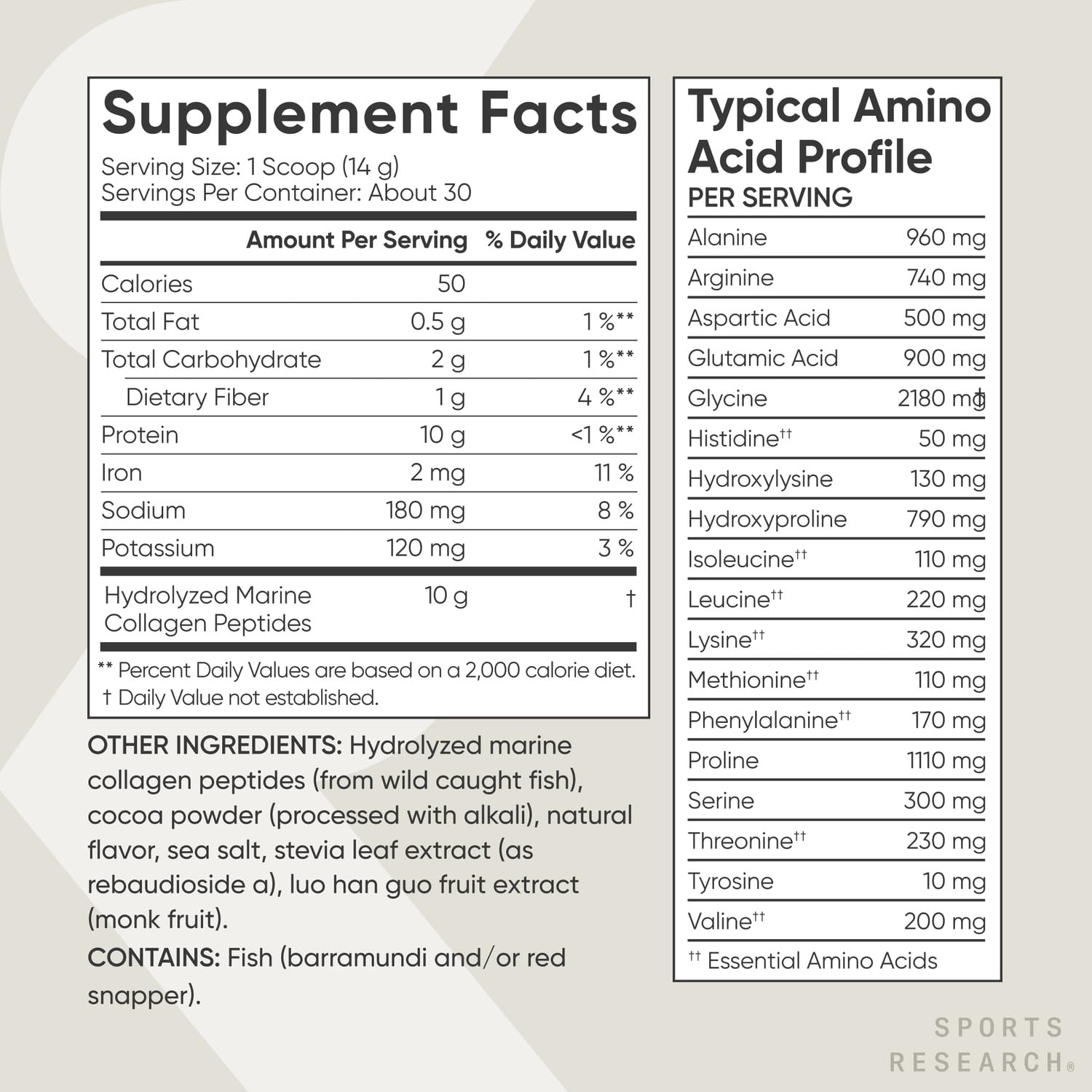 Sports Research packaging showcases marine collagen product