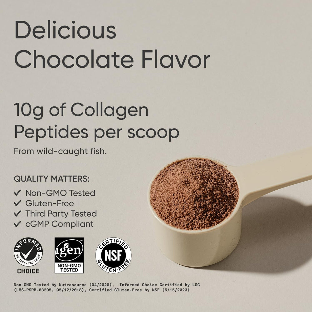 Scoop of Sports Research Marine Collagen Peptides beside packaging for easy mixing
