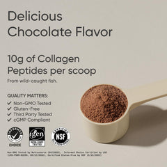 Scoop of Sports Research Marine Collagen Peptides beside packaging for easy mixing