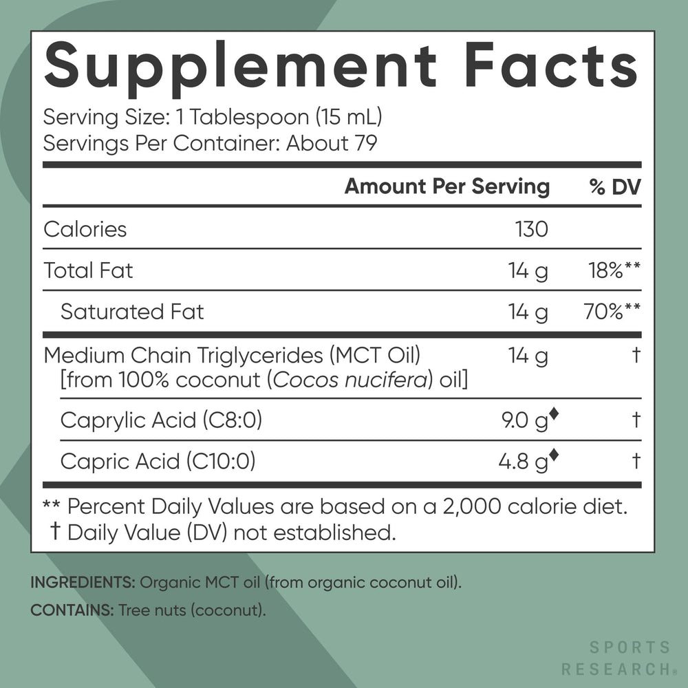 Sports Research Organic MCT Oil over pan for keto-friendly cooking.