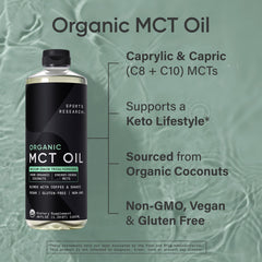 Sports Research MCT Oil with tea, blending smoothly for warmth.