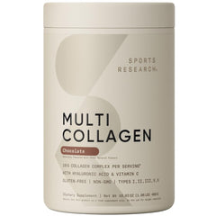 Sports Research Multi Collagen Chocolate tub shown for daily beauty and joint wellness