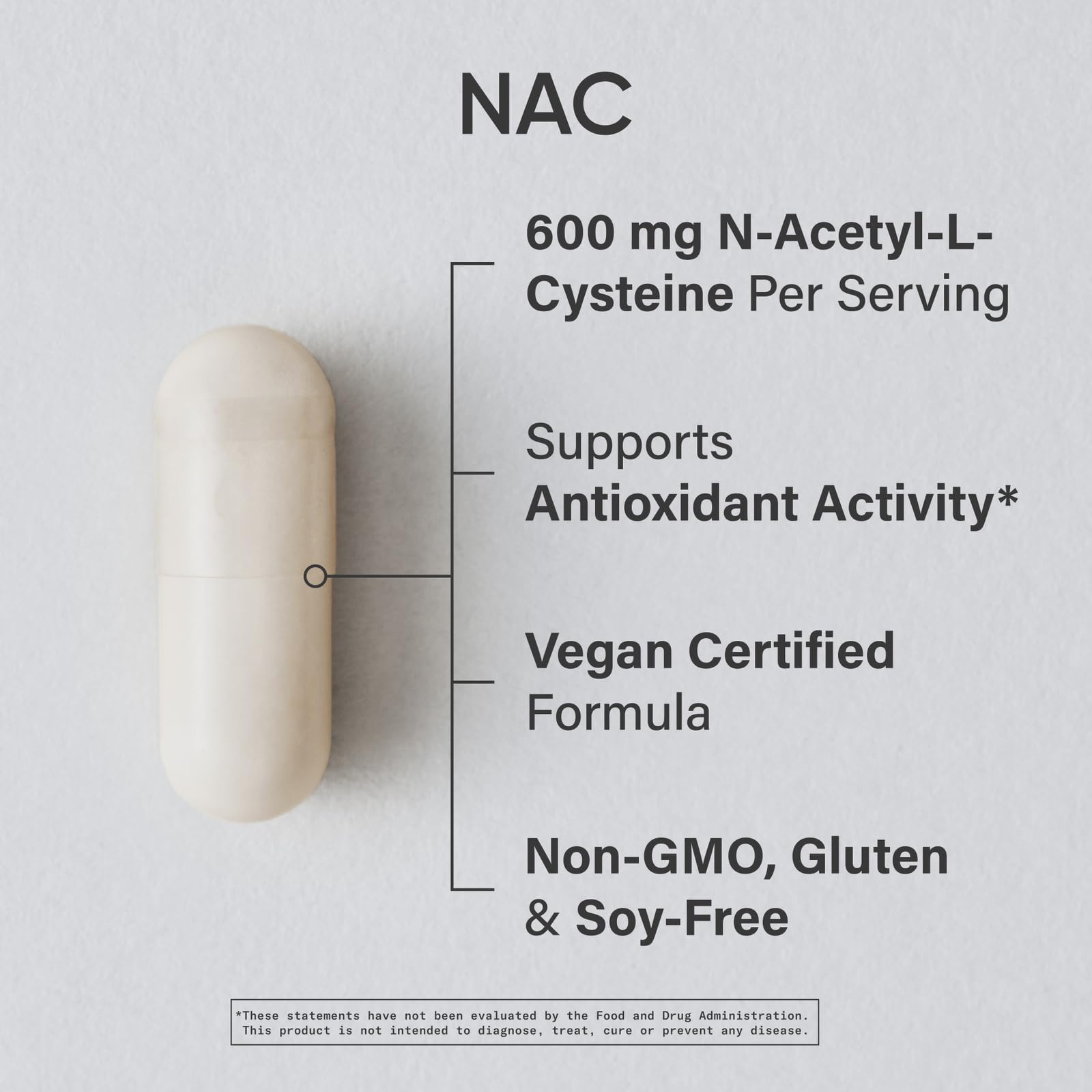 Close-up of NAC capsules ready for daily use, vegan-friendly