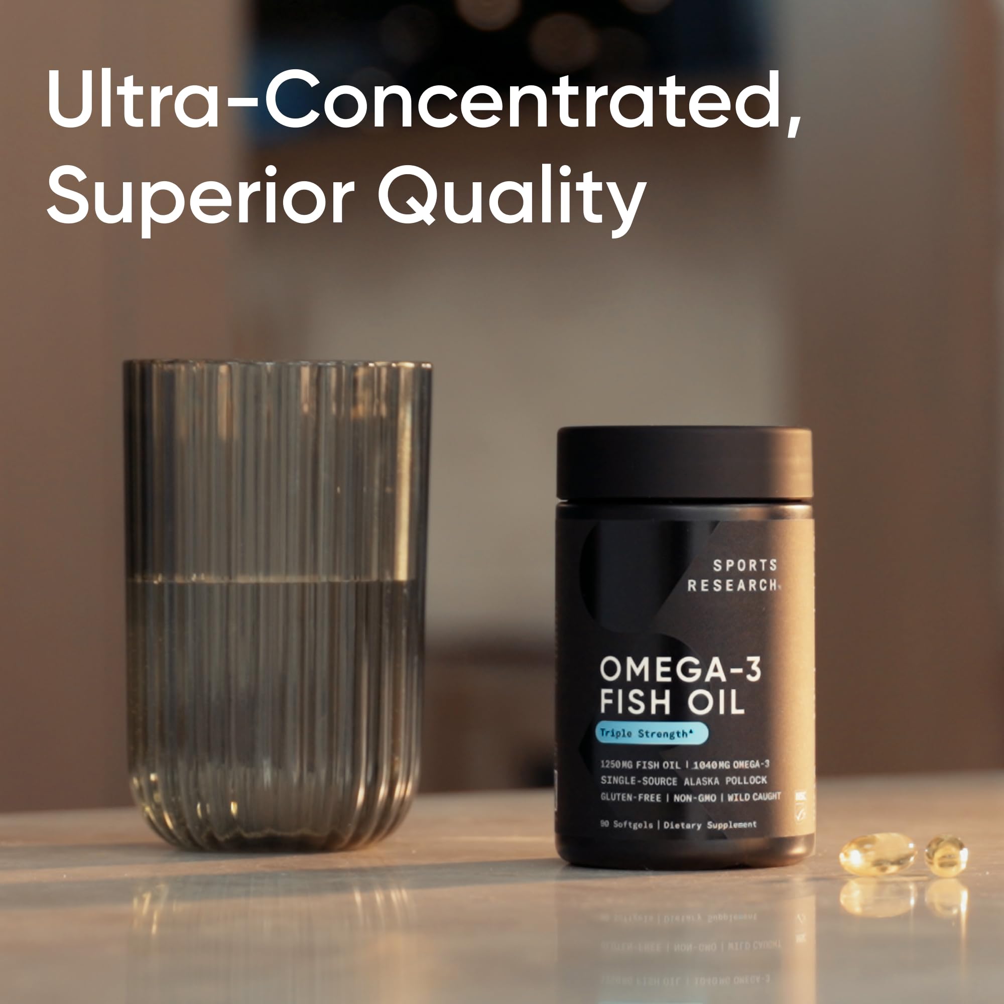 Sports Research capsule provides 690 mg EPA and 260 mg DHA per softgel