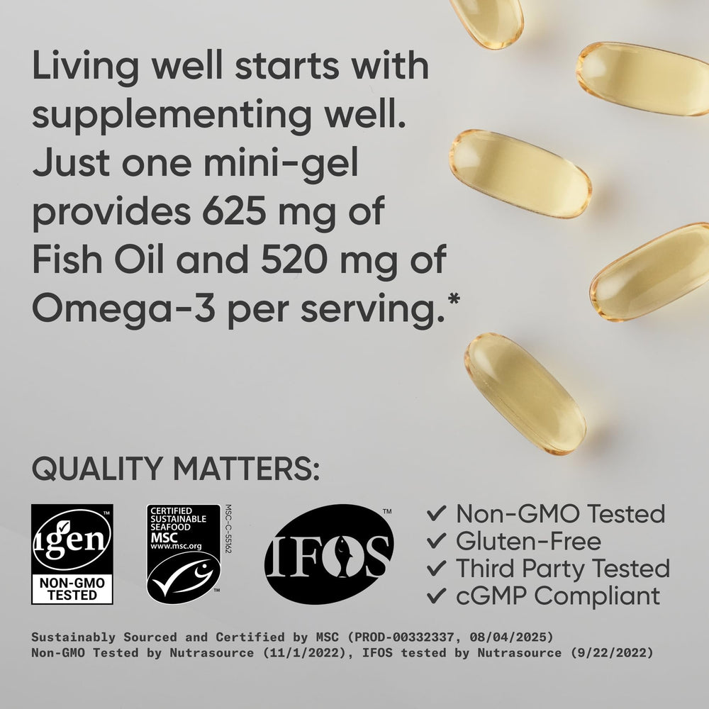 Sports Research Omega-3 Mini Gels capsules close-up show burpless smooth texture
