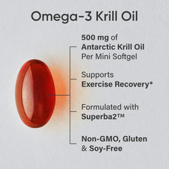 Sports Research mini gels capsule close-up showing easy-to-swallow krill oil