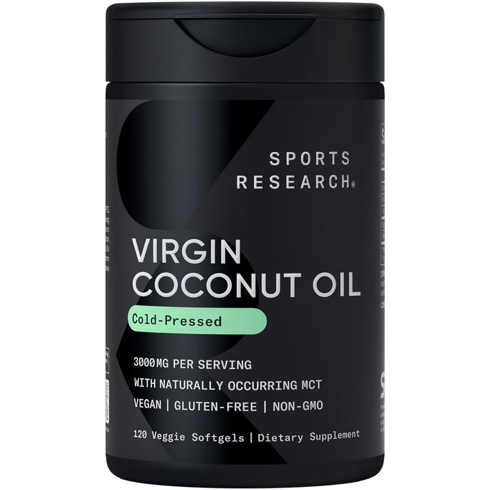 Sports Research Coconut Oil Capsules bottle—convenient daily MCT source