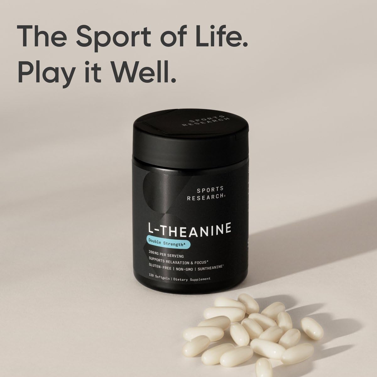 Sports Research organic coconut oil note accompanying L-Theanine product.