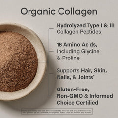 Sports Research Organic Collagen Powder ingredients panel showing grass-fed bovine collagen
