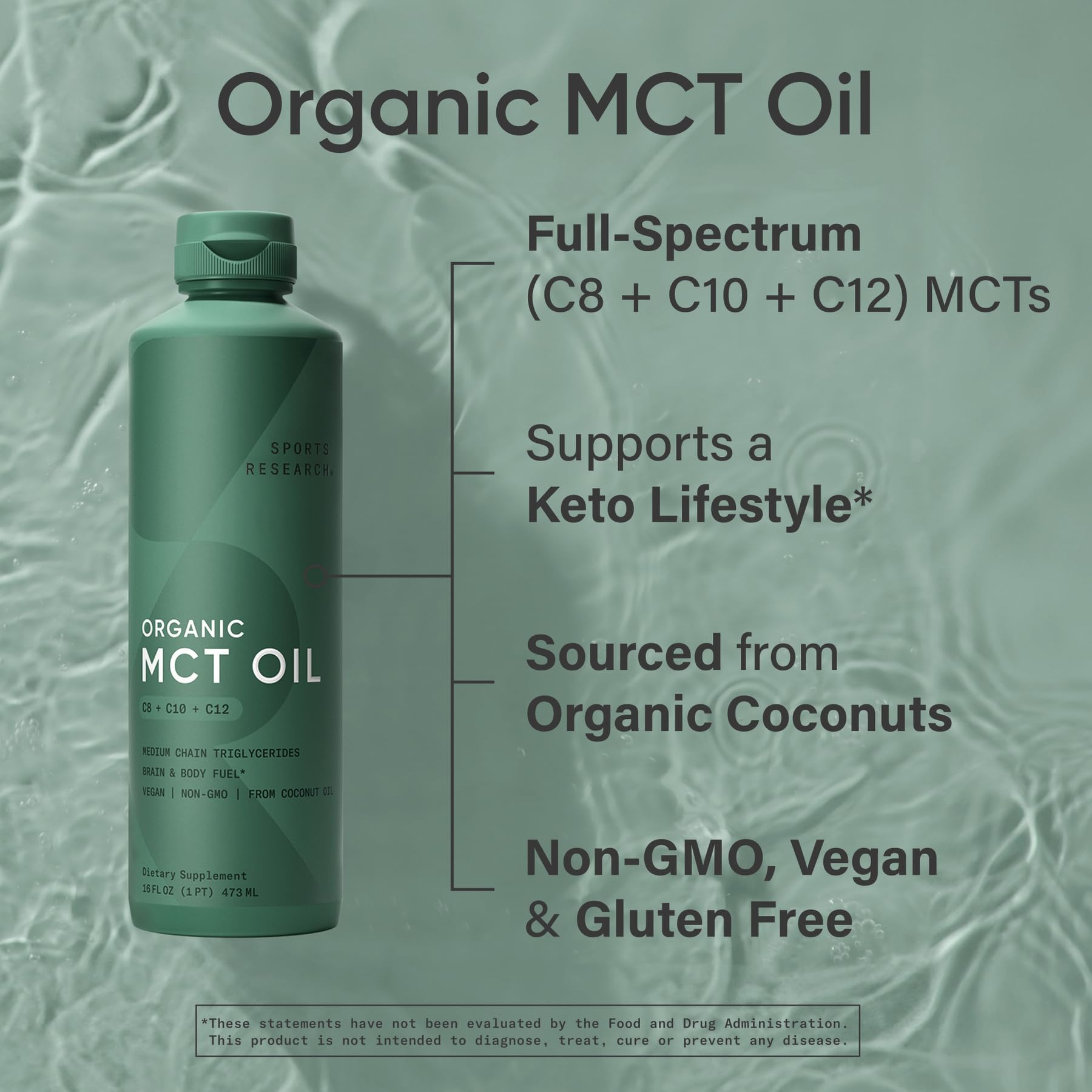 Sports Research Organic MCT Oil bottle on kitchen counter ready for keto meals